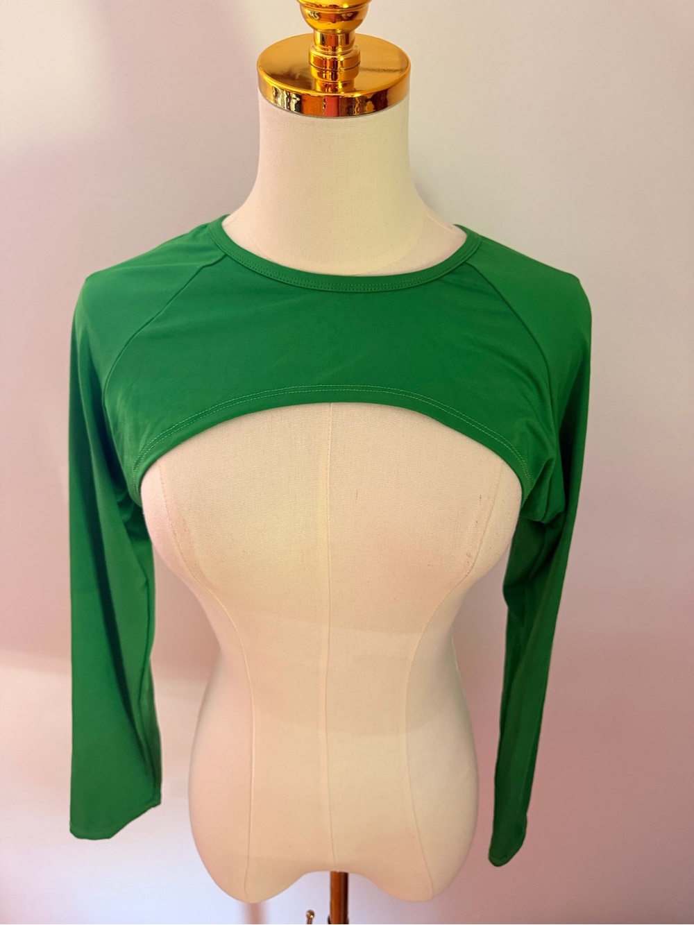 Green Long-Sleeve Cropped Bolero Top - Women